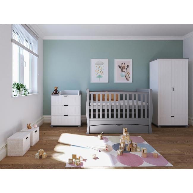 Baby Cradle Mason 3 in 1 for mattress 70x140 cm with Drawer Grey