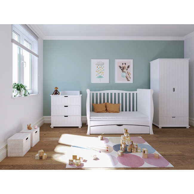 Baby Cradle Mason 3 in 1 for mattress 70x140 cm with Drawer White