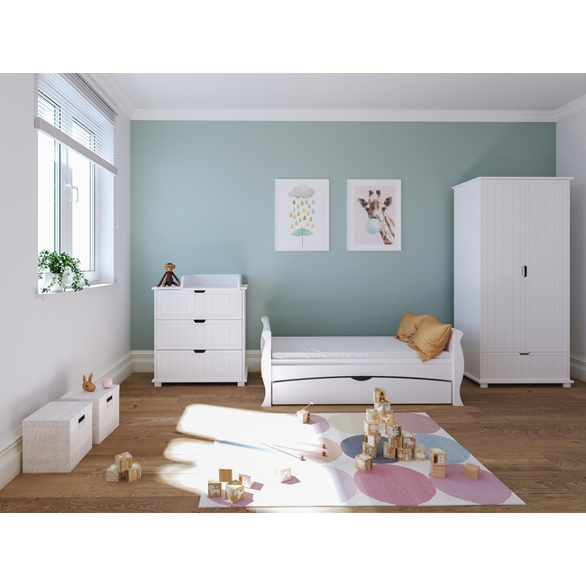 Baby Cradle Mason 3 in 1 for mattress 70x140 cm with Drawer White