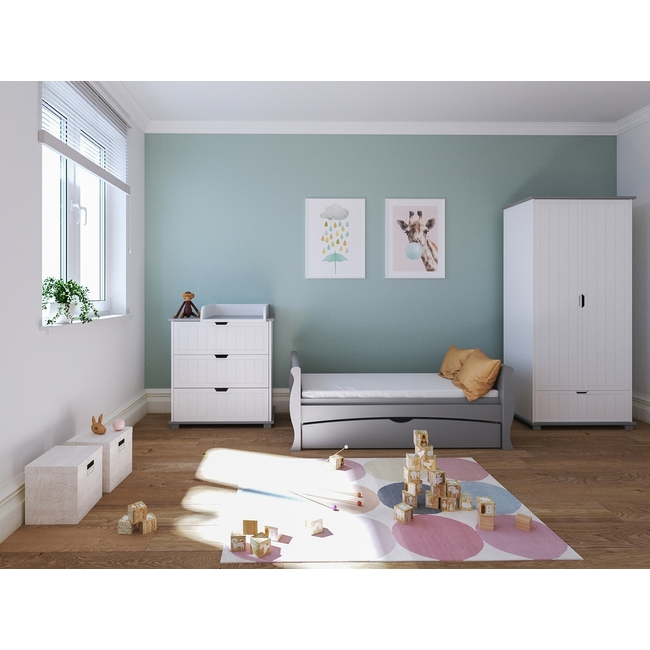 Baby Cradle Mason 3 in 1 for mattress 70x140 cm with Drawer Grey