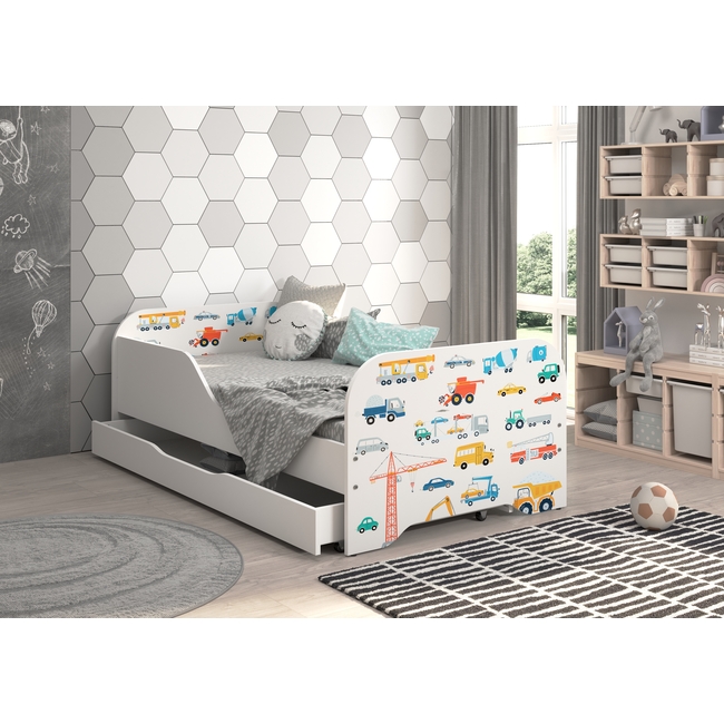 Παιδικό Κρεβάτι Miki 160 x 80 cm με Συρτάρι + Δώρο Στρώμα - Machines