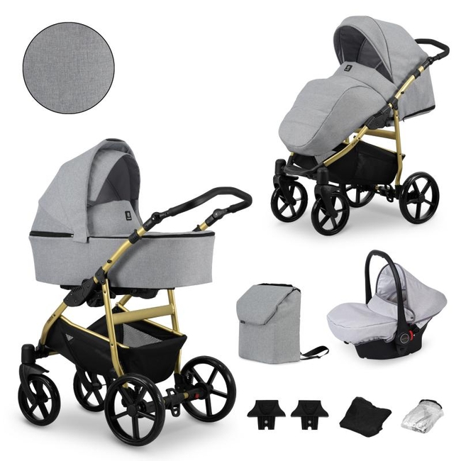 Kunert Mata 3 in 1 Complete Travel System Color Mata-09 Gold Frame Grey