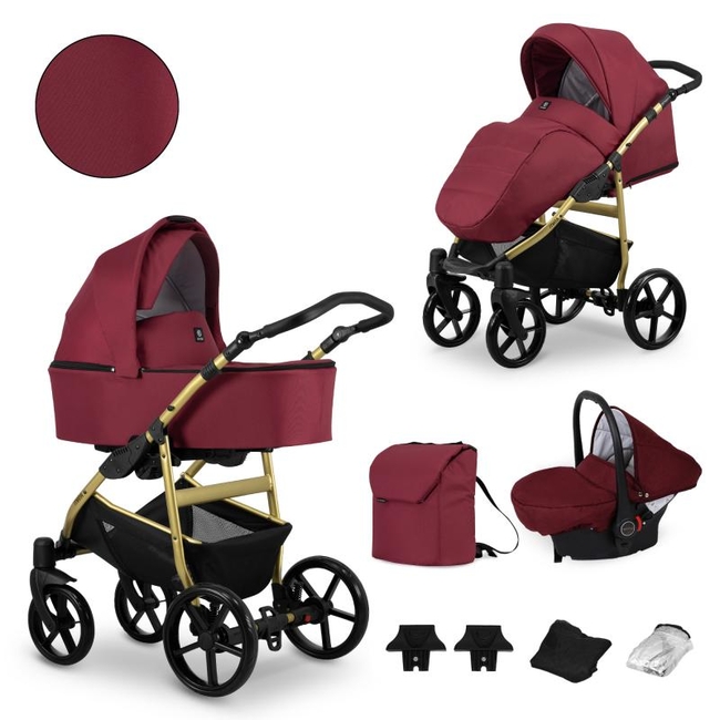 Kunert Mata 3 in 1 Complete Travel System Color Mata-08 Gold Frame Bordo