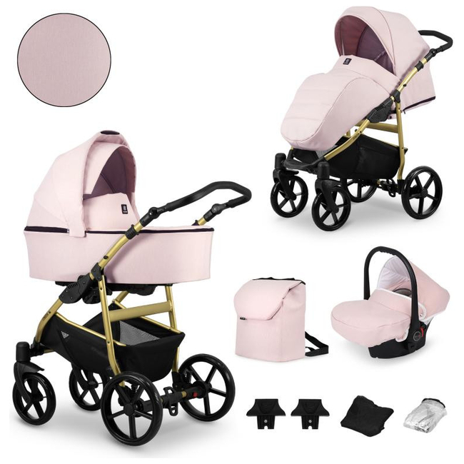 Kunert Mata 3 in 1 Complete Travel System Color Pink Mata-03 Gold Frame