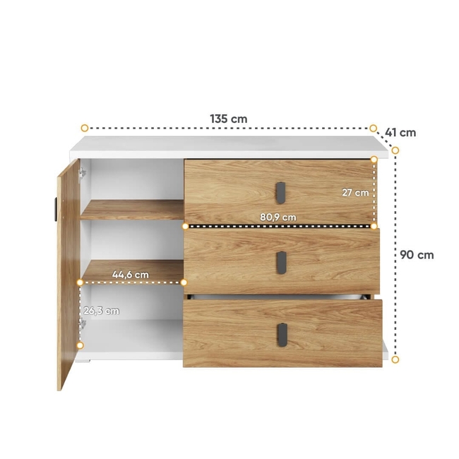 Συρταριέρα 135x90x41cm SIMI MS-05