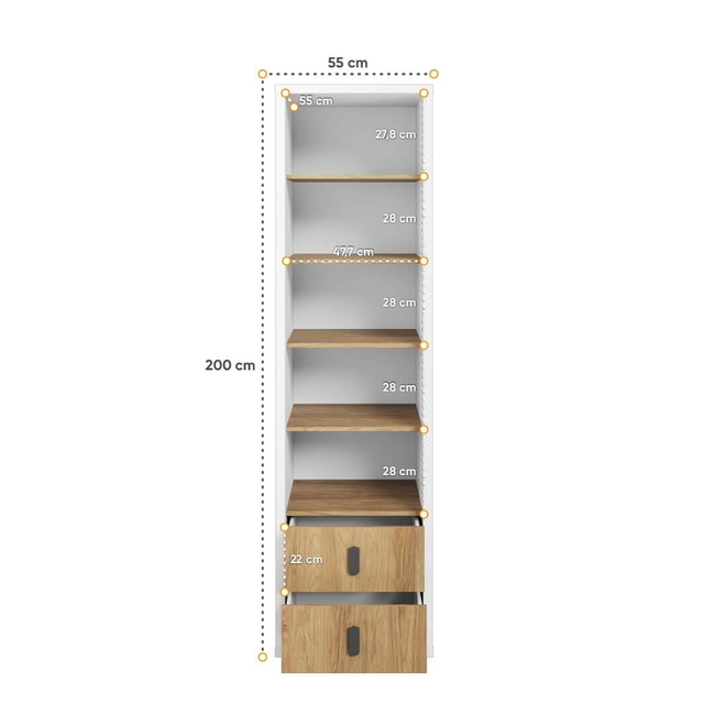 Bookcase 55x200x55cm SIMI MS-03