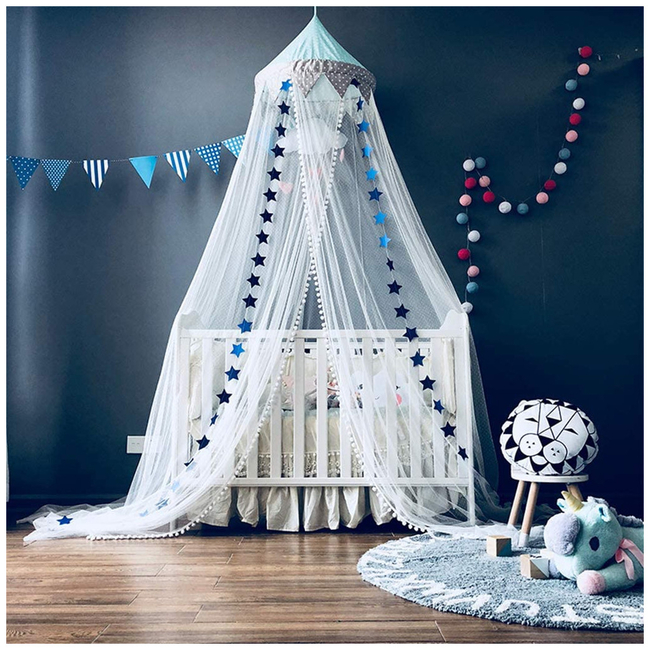 Bed Canopy , Princess Dreamy Canopy, Kids Room Play Tents Baby Anti Mosquito net for Bed, Nursery Canopy Perfect Decoration - 60x300cm - OEM Blue X000WY1ZFL