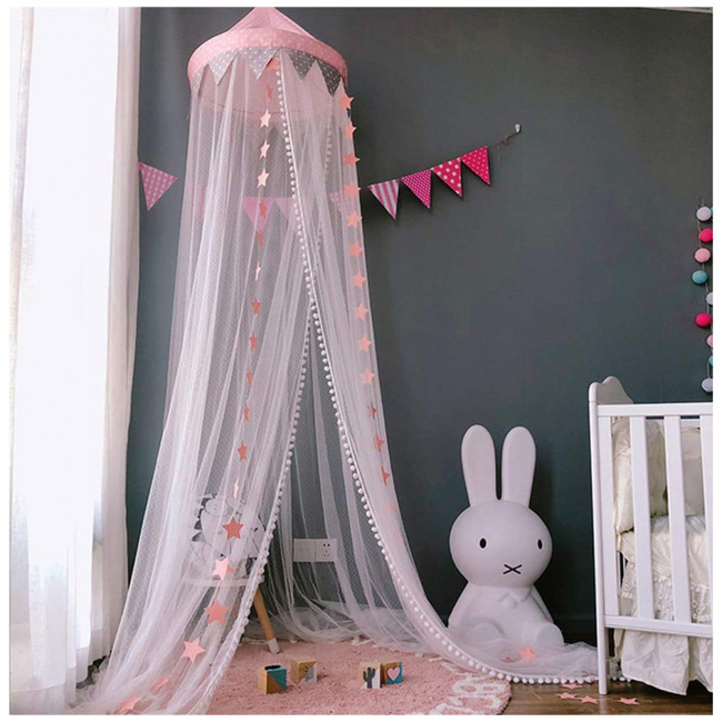 Bed Canopy , Princess Dreamy Canopy, Kids Room Play Tents Baby Anti Mosquito net for Bed, Nursery Canopy Perfect Decoration - 60x300cm - OEM Pink X000X03OSF