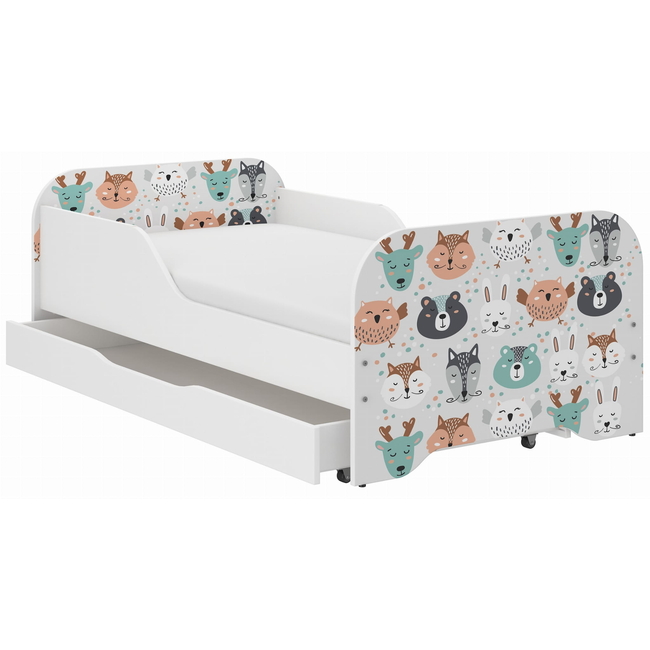 Παιδικό Κρεβάτι Miki 160 x 80 cm με Συρτάρι + Δώρο Στρώμα - Animals