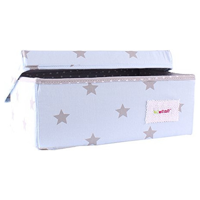 Minene Small Foldable Fabric Storage Box L32xW21xH12cm - Blue And Grey Stars