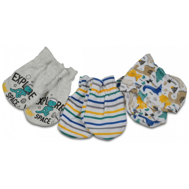 Moni Kay Βαμβακερά Βρεφικά Γάντια Χούφτες για Νεογέννητο 3 τεμάχια Αγόρι 3800146265533