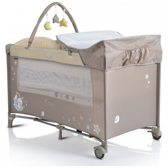 Moni Sleepy Travel cot with second floor and Wheels Beige 3800146248581Moni Sleepy Travel cot with second floor and Wheels Beige 3800146248581