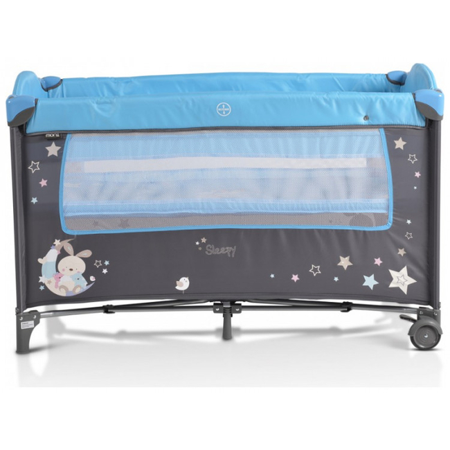 Moni Sleepy Travel cot with second floor and Wheels Blue 3800146248604