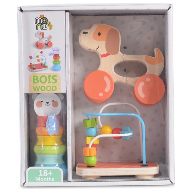 Moni Toys 2203 Σετ Ξύλινα Εκπαιδευτικά Παιχνίδια 3τμχ 18+μ 3800146221645