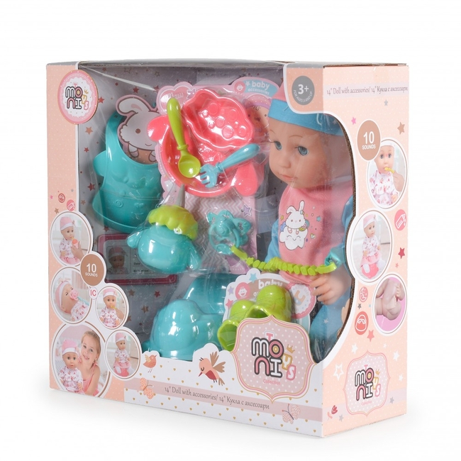 Moni Toys Baby Κούκλα 36 cm ε Αξεσουάρ Φαγητού 3+ Ετών 9591