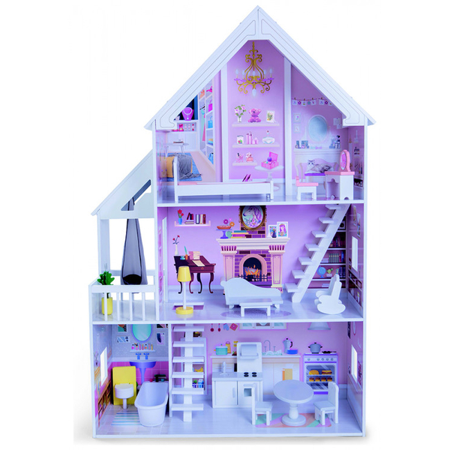 Moni Toys Cinderella XXL Ξύλινο Κουκλόσπιτο με Οροφους & Αξεσουάρ 82x30x126.5cm 4127