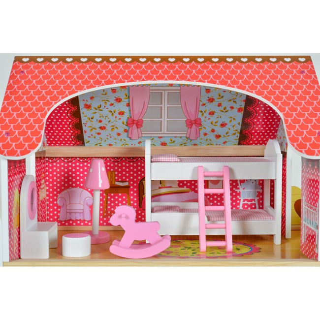 Moni Toys Emily Wooden Dollhouse with accessories 8209