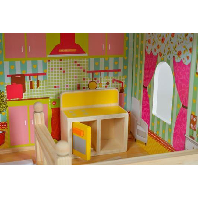 Moni Toys Emily Wooden Dollhouse with accessories 8209