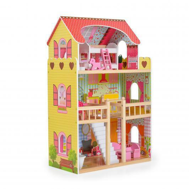 Moni Toys Emily Wooden Dollhouse with accessories 8209