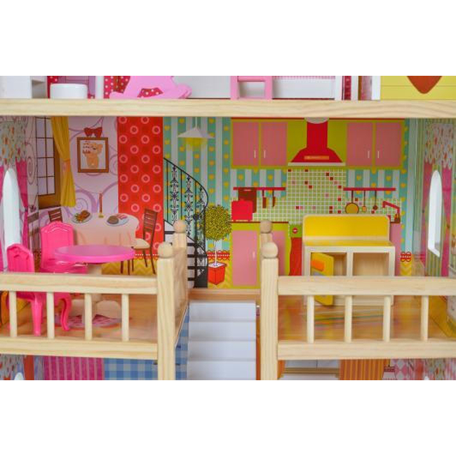 Moni Toys Emily Wooden Dollhouse with accessories 8209