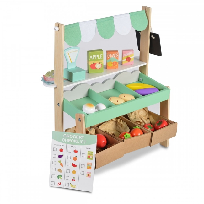 Moni Toys Wooden Grocery Counter with Products 4425