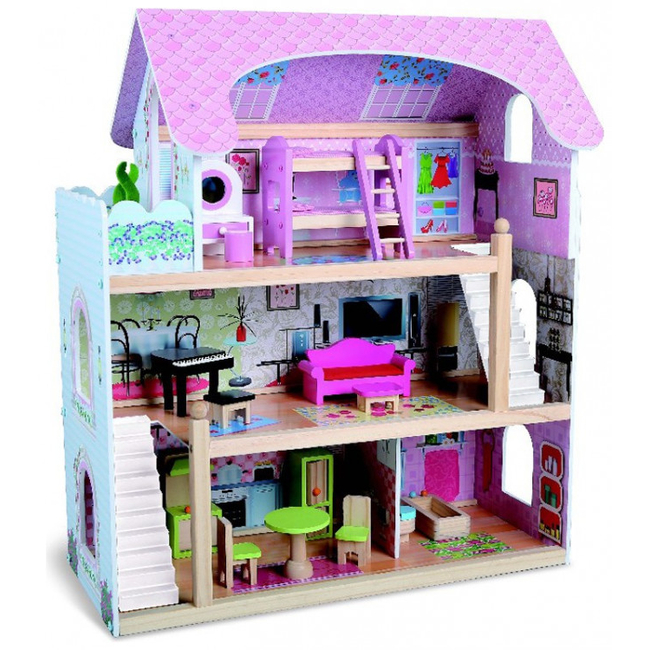 Moni Toys Mila Wooden Doll House Floors  & Accesorres 62x70cm 4110