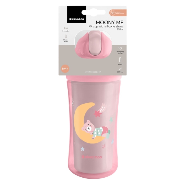 Kikka Boo Κύπελλο PP με καλαμάκι σιλικόνης 220ml Moony me Pink 31302030079