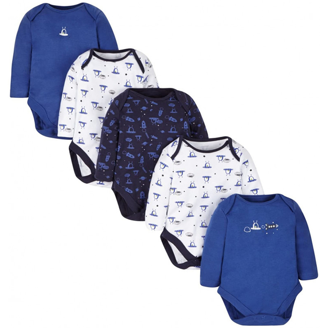 Mothercare Set 5 Μακρυμάνικα Φορμάκια 9-12 Μηνών 80cm Boys Space JB925