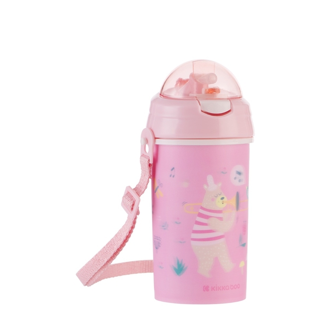 Kikka Boo PP cup with silicone straw and strap 450ml Music Fest Pink 31302030081