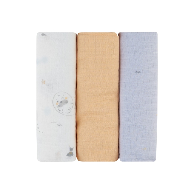 Kikka Boo Σετ 3 τμχ Πάνες αγκαλιάς από μουσελίνα 75x75 cm Seally Me 31103010099