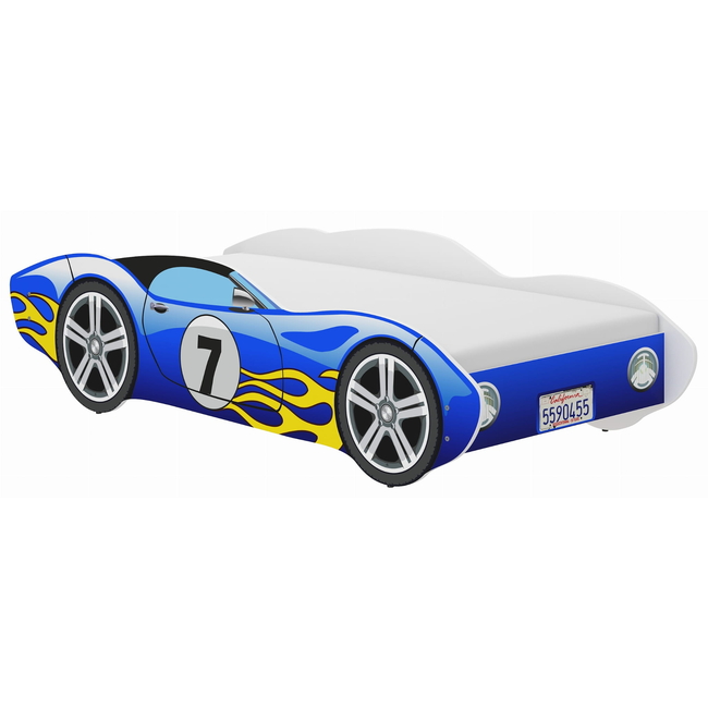 Children's Bed 70x140 cm (Gift Mattress) - Blue Flame Corvette