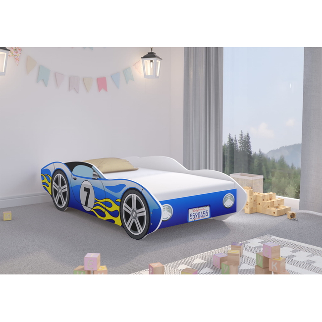 Children's Bed 70x140 cm (Gift Mattress) - Blue Flame Corvette