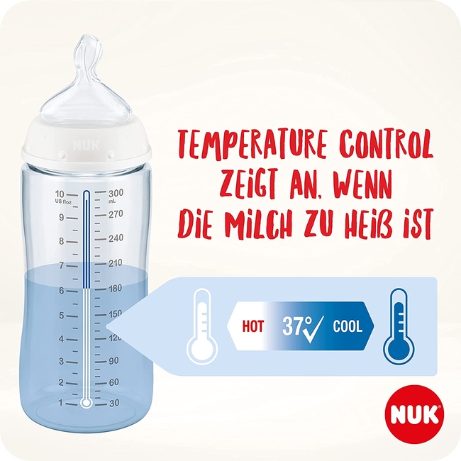 NUK First Choice+ Σετ Πλαστικών Μπιμπερό 9 Τεμαχίων με έλεγχο θερμοκρασίας 0+ μηνών Anti Colic 10225213