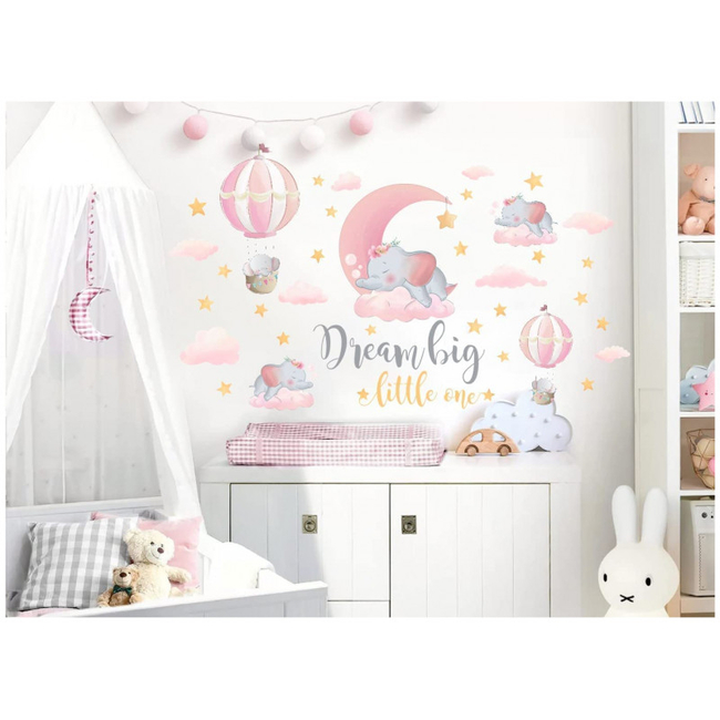 Oem Wall Stickers For Kids Room 3 sheets Big Dream Elephant