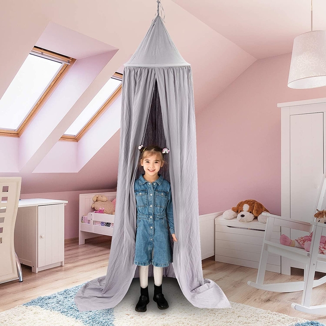 OEM Μεγάλη Υφασμάτινη Πριγκιπική Κουνουπιέρα Για Παιδικό Δωμάτιο 50x240cm Star Cloud Grey D003G