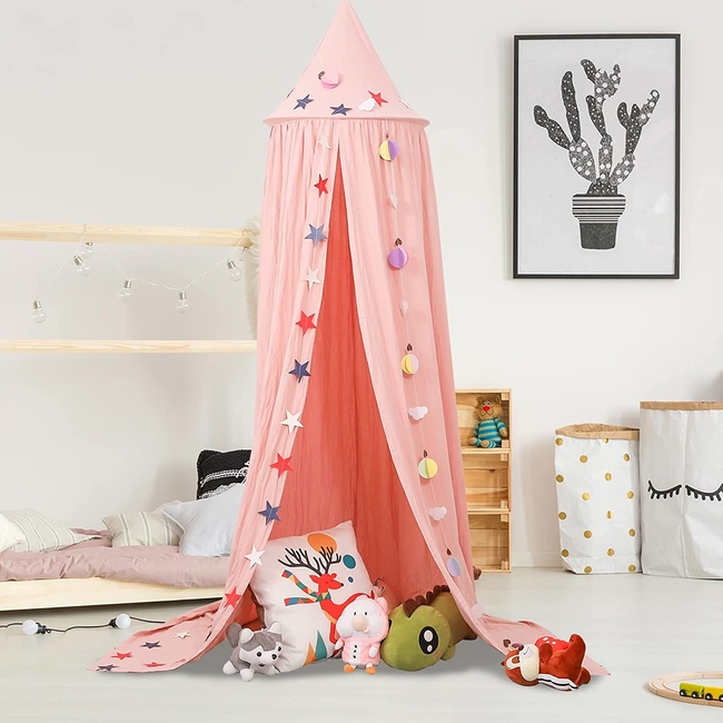 OEM Μεγάλη Πριγκιπική Κουνουπιέρα Για Παιδικό Δωμάτιο 50x240cm Star Cloud Pink D003P