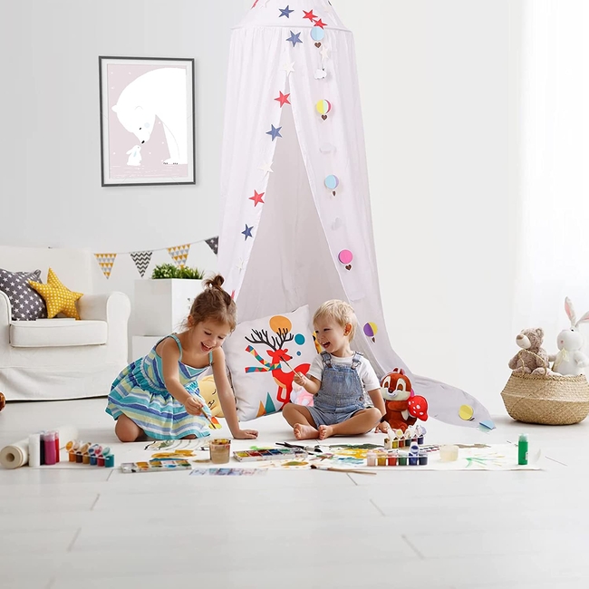 OEM Μεγάλη Υφασμάτινη Πριγκιπική Κουνουπιέρα Για Παιδικό Δωμάτιο 50x240cm Star Cloud White D003W