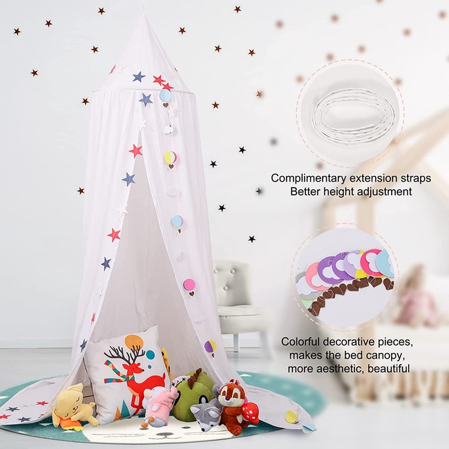 OEM Large Princess Bed Canopy Net For Kids Room 50x240cm Star Cloud White D003W