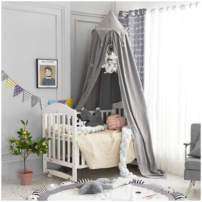 OEM Large Prince Fabric Mosquito Net For Kids Room Gray X001FLS8YB