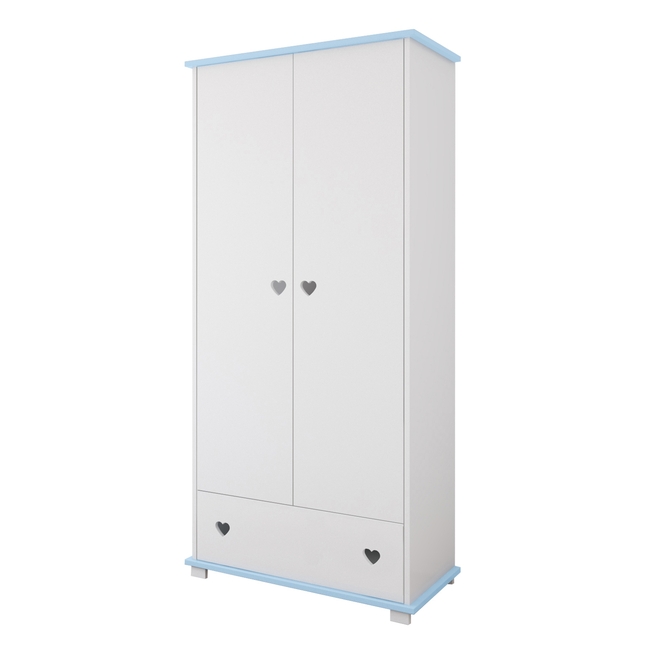 Serca two-door wardrobe with drawer 83x46x183cm White Blue