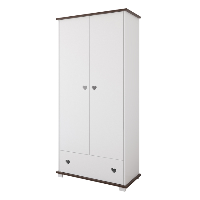 Δίθυρη ντουλάπα με συρτάρι Serca 83x46x183 cm White Walnut