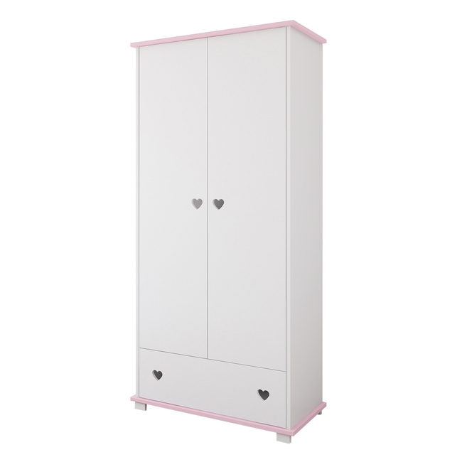 Δίθυρη ντουλάπα με συρτάρι Serca 83x46x183 cm White Pink