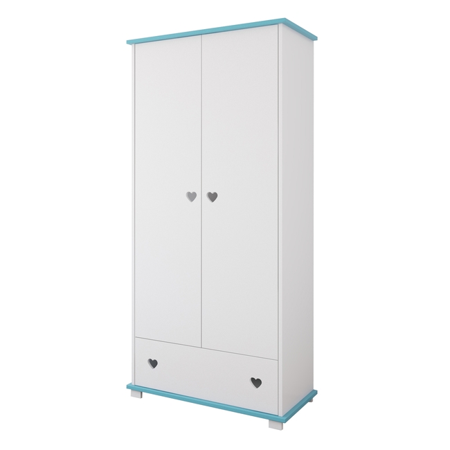 Serca two-door wardrobe with drawer 83x46x183cm White Turquoise