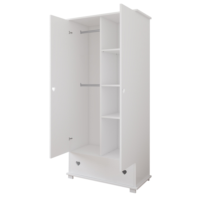 Δίθυρη ντουλάπα με συρτάρι Serca 83x46x183 cm White Pink