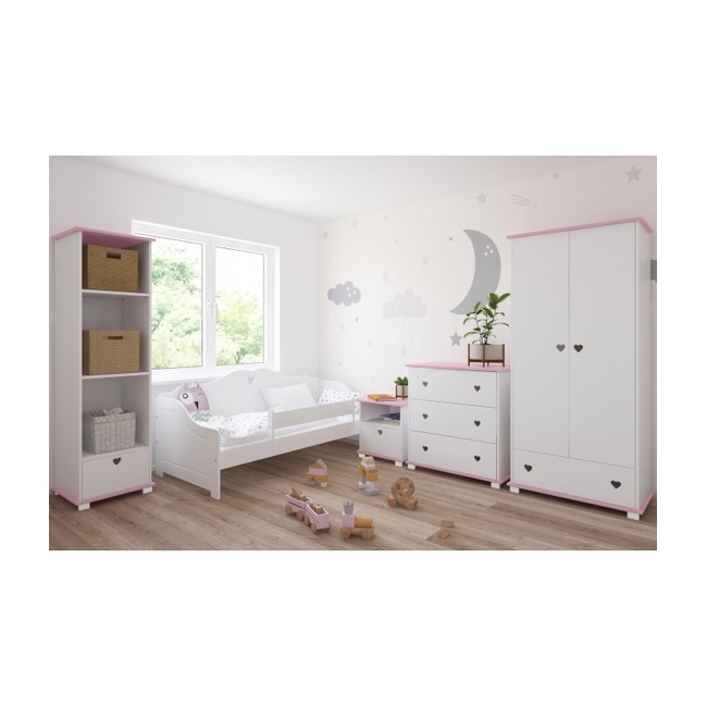 Δίθυρη ντουλάπα με συρτάρι Serca 83x46x183 cm White Pink