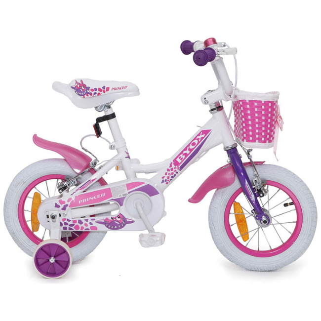 Byox Princess Girls Bike - White/Pink 2.5 - 5 years