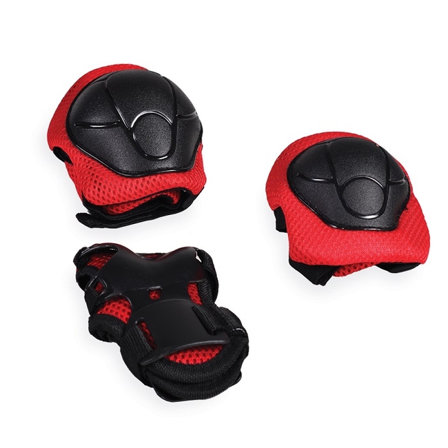 Byox GX-P168-3 Bike Protection Kit with Wristbands Eyelets and Knee Pads - Red
