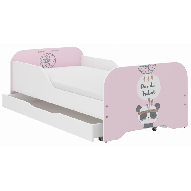 Toddler Children Kids Bed Including Mattress + Drawer 160x80cm - Panda
