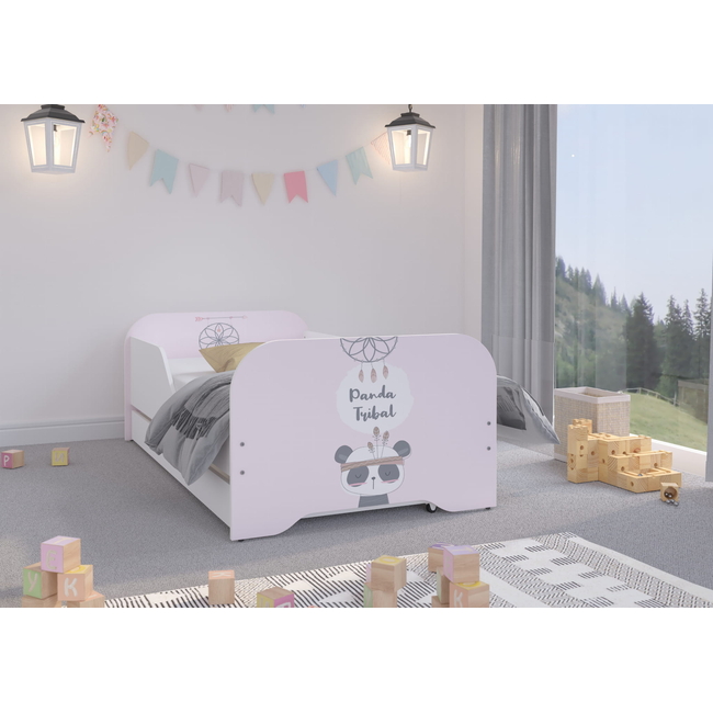 Toddler Children Kids Bed Including Mattress + Drawer 160x80cm - Panda
