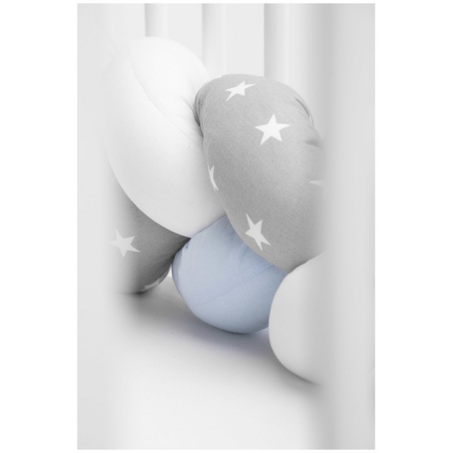 SENSILLO BRAIDED CRIB BUMPERS 210 CM – Blue and Grey Stars